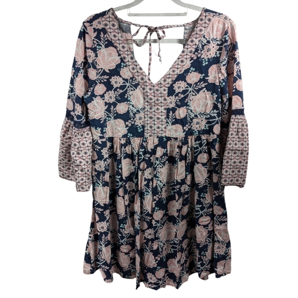 True Craft Bell Sleeve Tunic Mini Dress Sz S